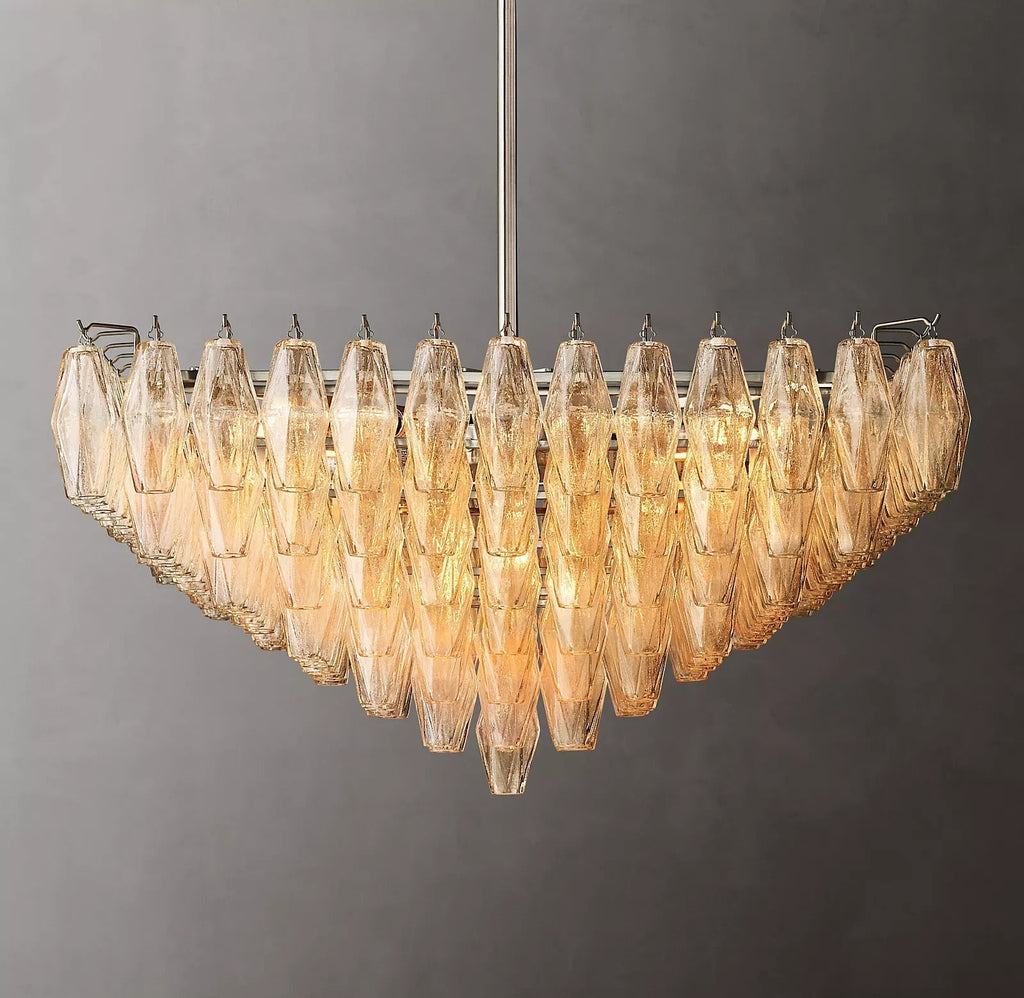 Chiaray Glass Multi-Tier Square Chandelier 32"