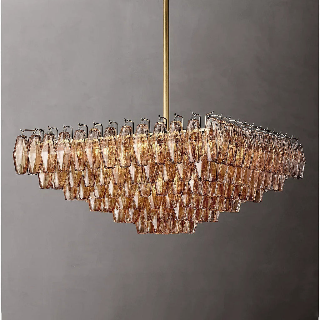 Chiaray Glass Multi-Tier Square Chandelier 32"