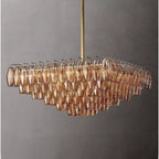 Chiaray Glass Multi-Tier Square Chandelier 32"