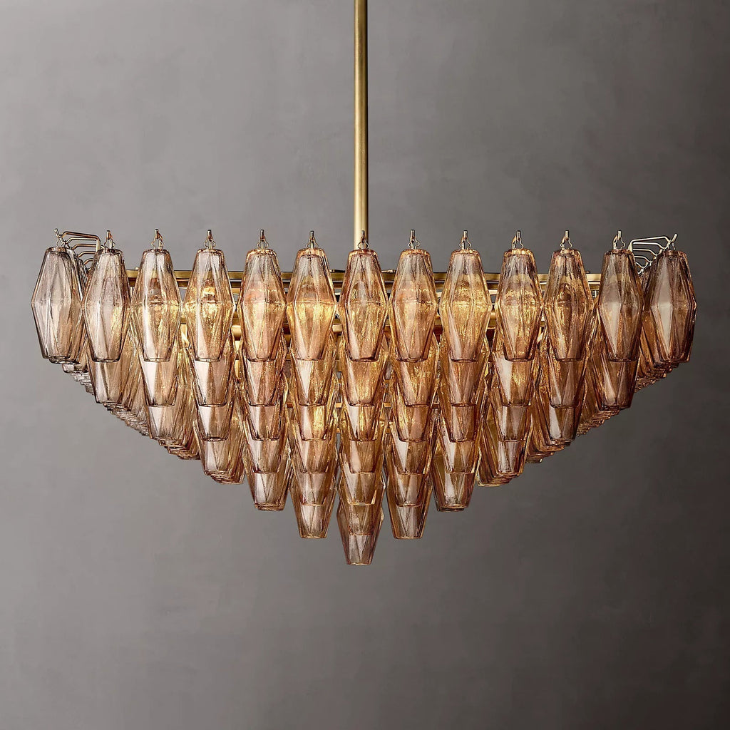 Chiaray Glass Multi-Tier Square Chandelier 32"