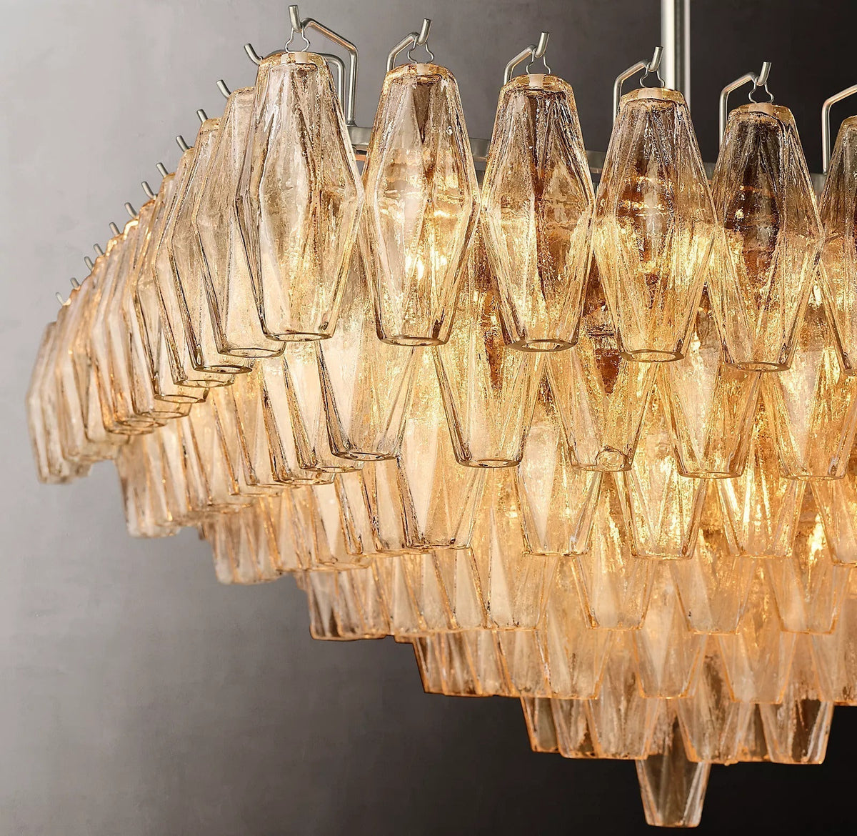 Chiaray Glass Multi-Tier Square Chandelier 32"