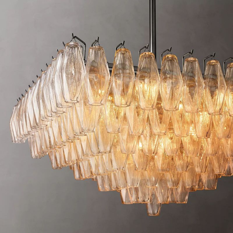 Chiaray Glass Multi-Tier Square Chandelier 32"