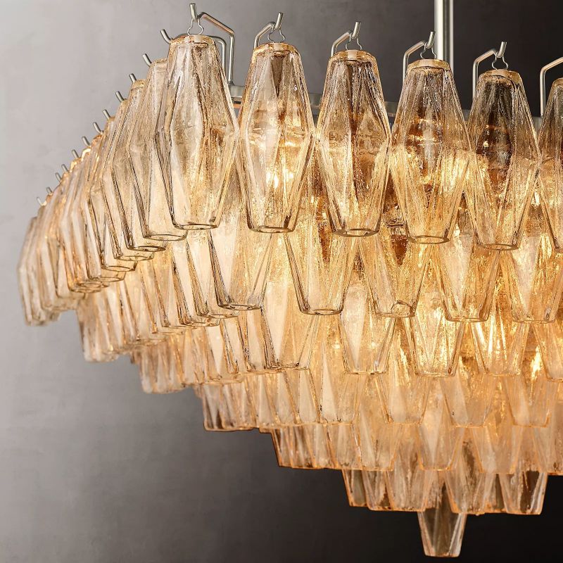 Chiaray Glass Multi-Tier Square Chandelier 32"