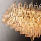 Chiaray Glass Multi-Tier Square Chandelier 32"