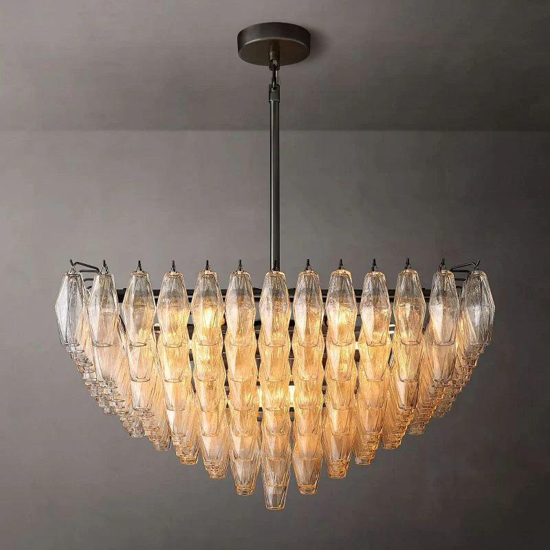 Chiaray Glass Multi-Tier Square Chandelier 32"