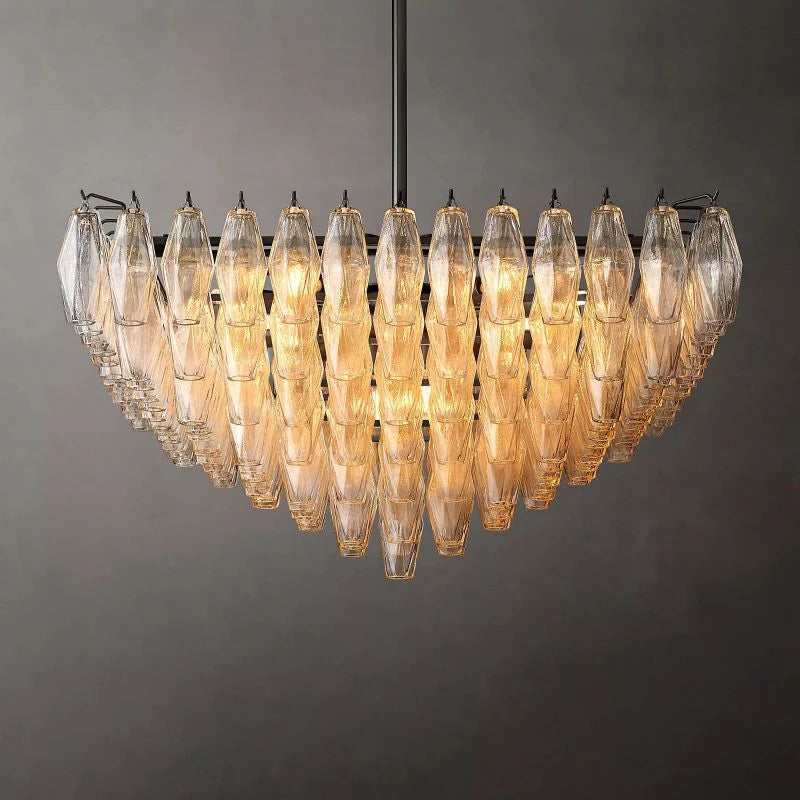 Chiaray Glass Multi-Tier Square Chandelier 32"