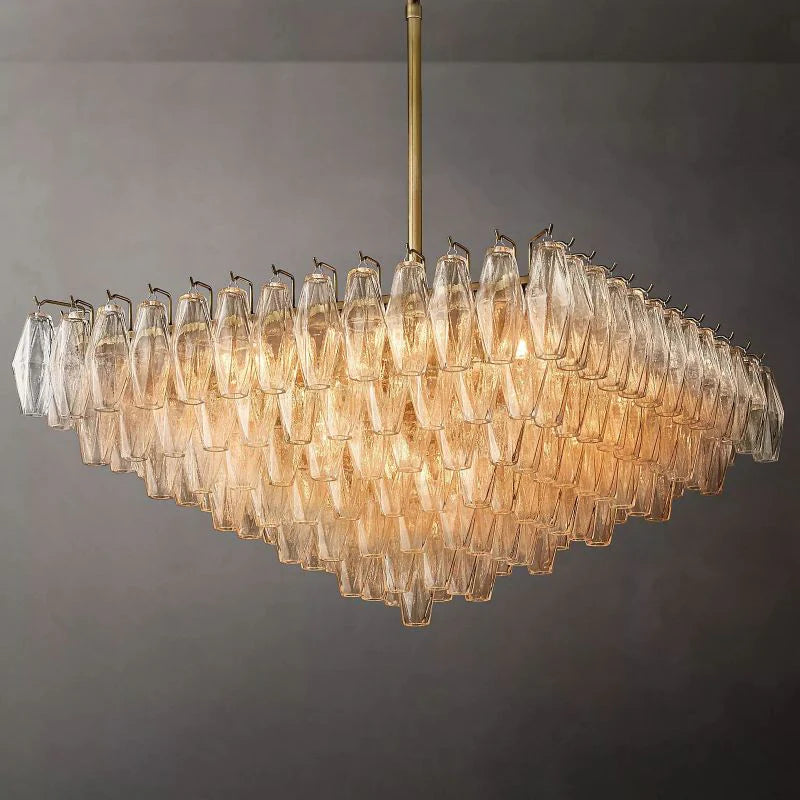 Chiaray Glass Multi-Tier Square Chandelier 32"