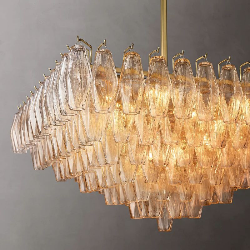 Chiaray Glass Multi-Tier Square Chandelier 32"
