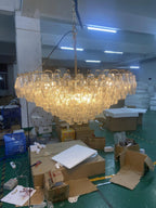 Chiaray Glass Multi-Tier Square Chandelier 32"