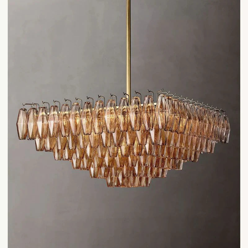 Chiaray Glass Multi-Tier Square Chandelier 32"