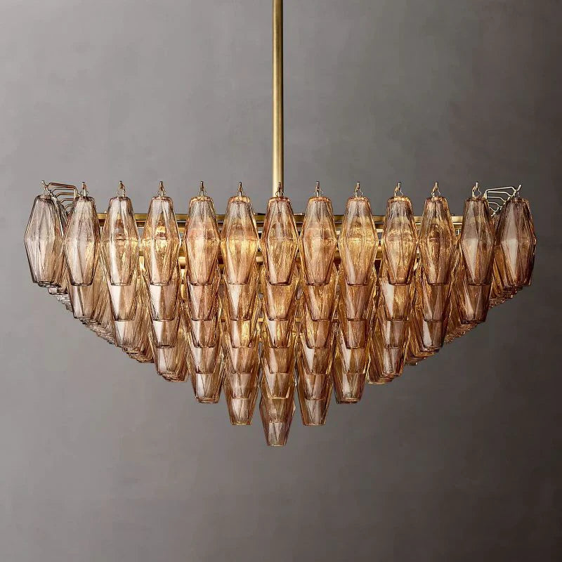 Chiaray Glass Multi-Tier Square Chandelier 32"