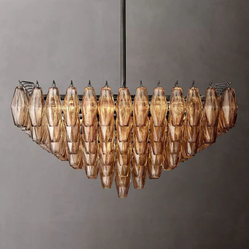 Chiaray Glass Multi-Tier Square Chandelier 32"