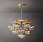 Cabrette Clear/Amber Glass Round Chandelier 36"