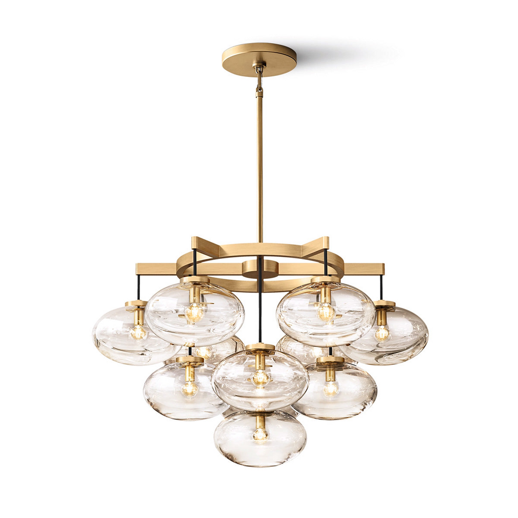 Cabrette Clear/Amber Glass Round Chandelier 36"