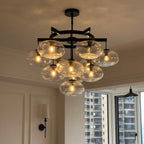 Cabrette Clear/Amber Glass Round Chandelier 36"