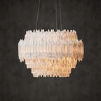 Selenite Crystal Round Chandelier 31.5" 40.2"