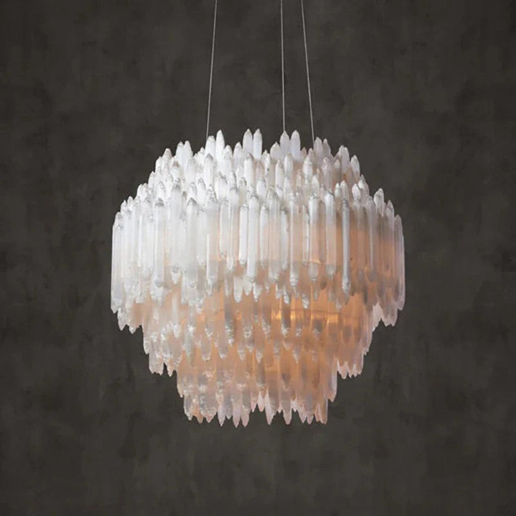 Selenite Crystal Round Chandelier 31.5" 40.2"