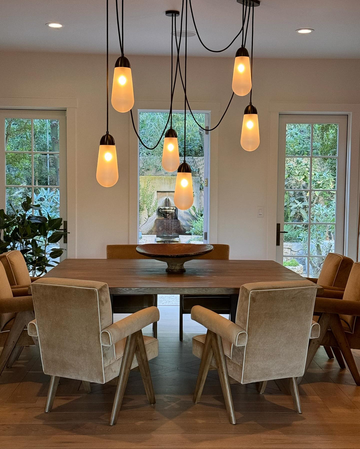 Modern Floating Pears-inspired Frosted Glass Chandelier for High-ceiling