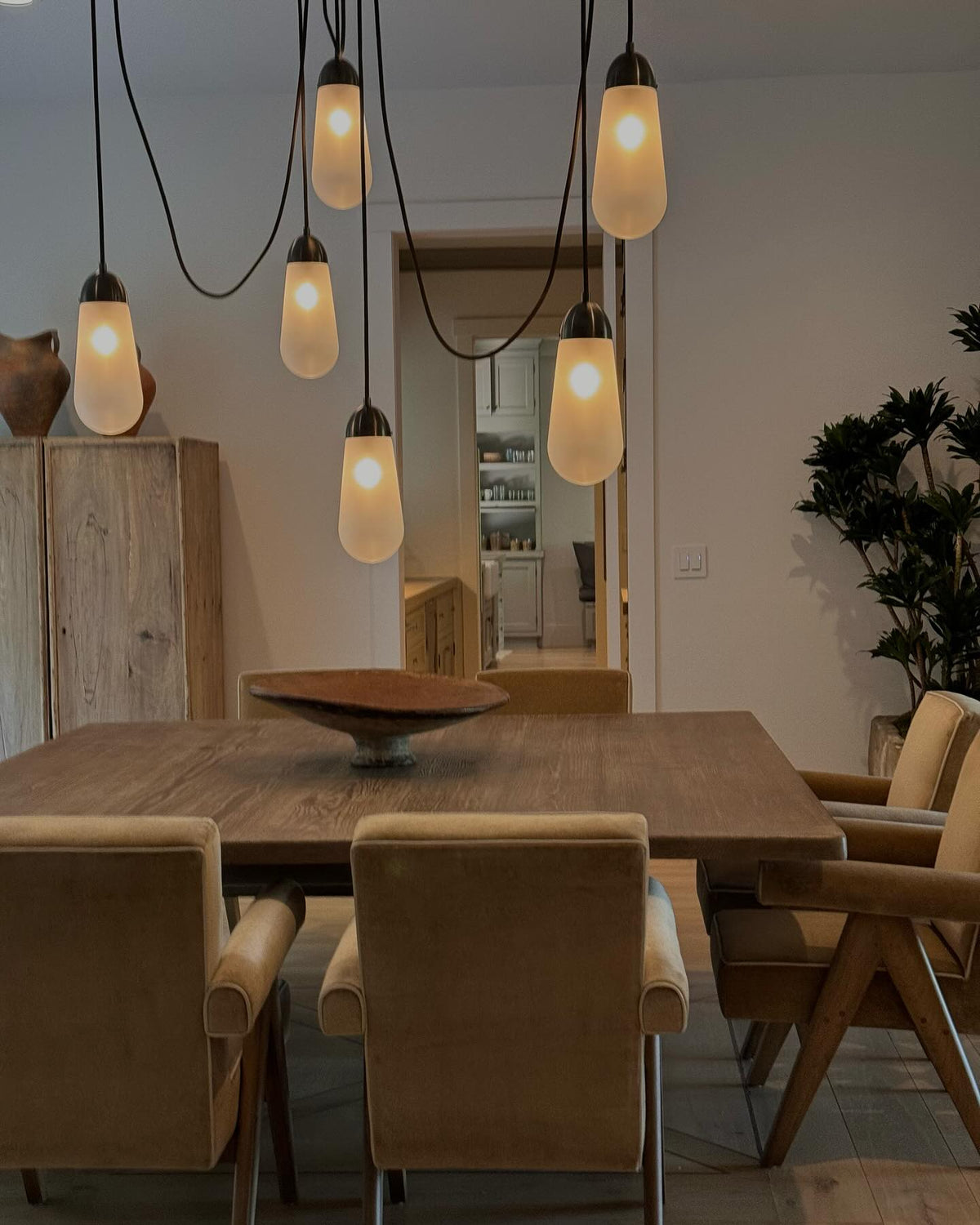 Modern Floating Pears-inspired Frosted Glass Chandelier for High-ceiling