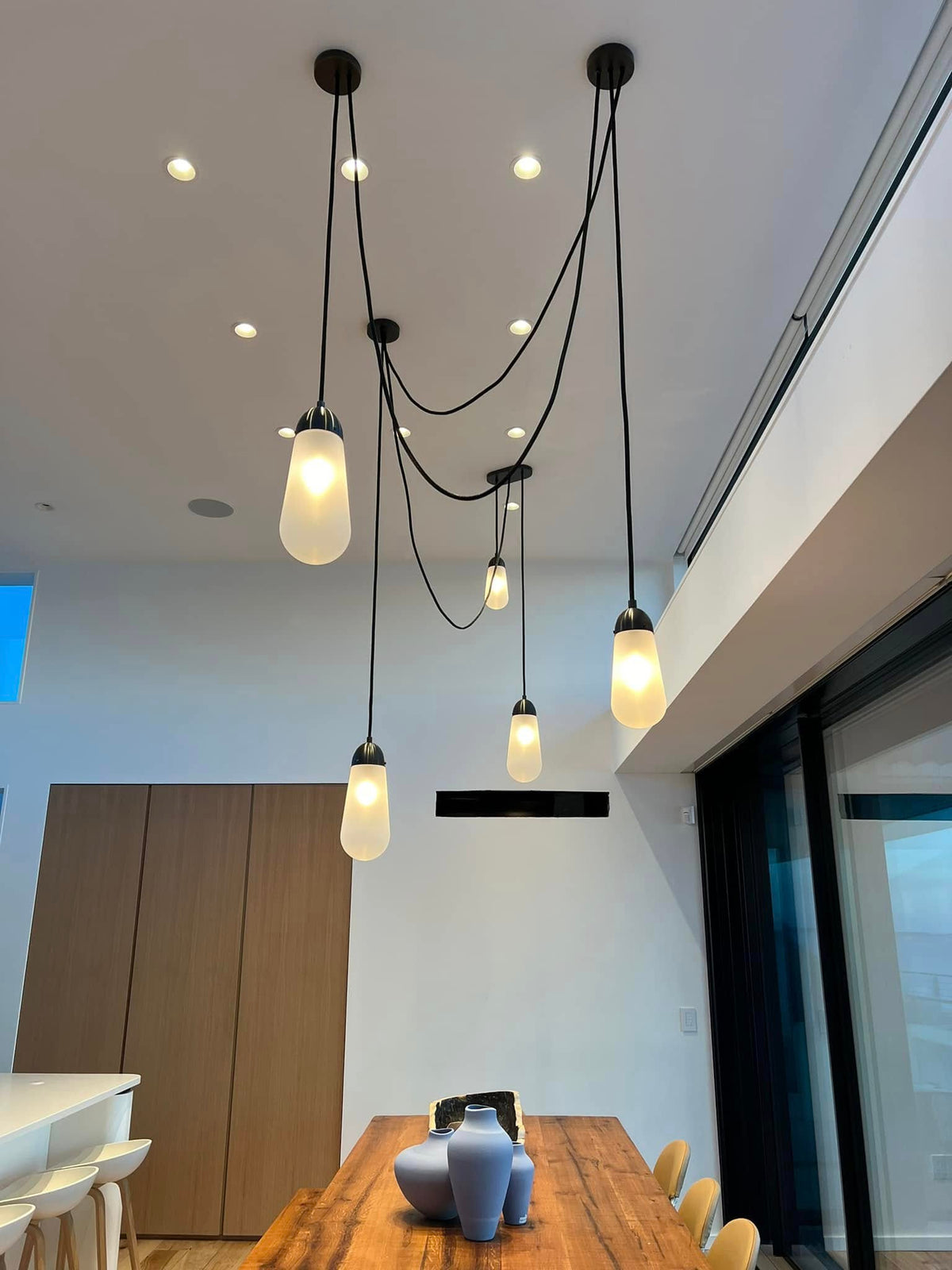 Modern Floating Pears-inspired Frosted Glass Chandelier for High-ceiling