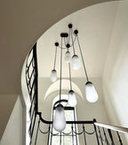 Modern Floating Pears-inspired Frosted Glass Chandelier for High-ceiling