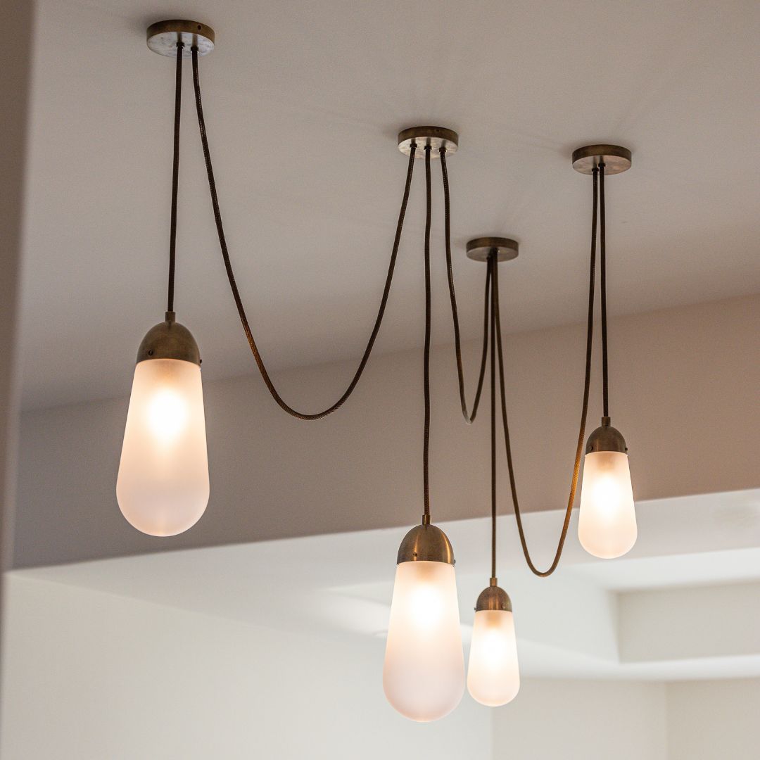 Modern Floating Pears-inspired Frosted Glass Chandelier for High-ceiling