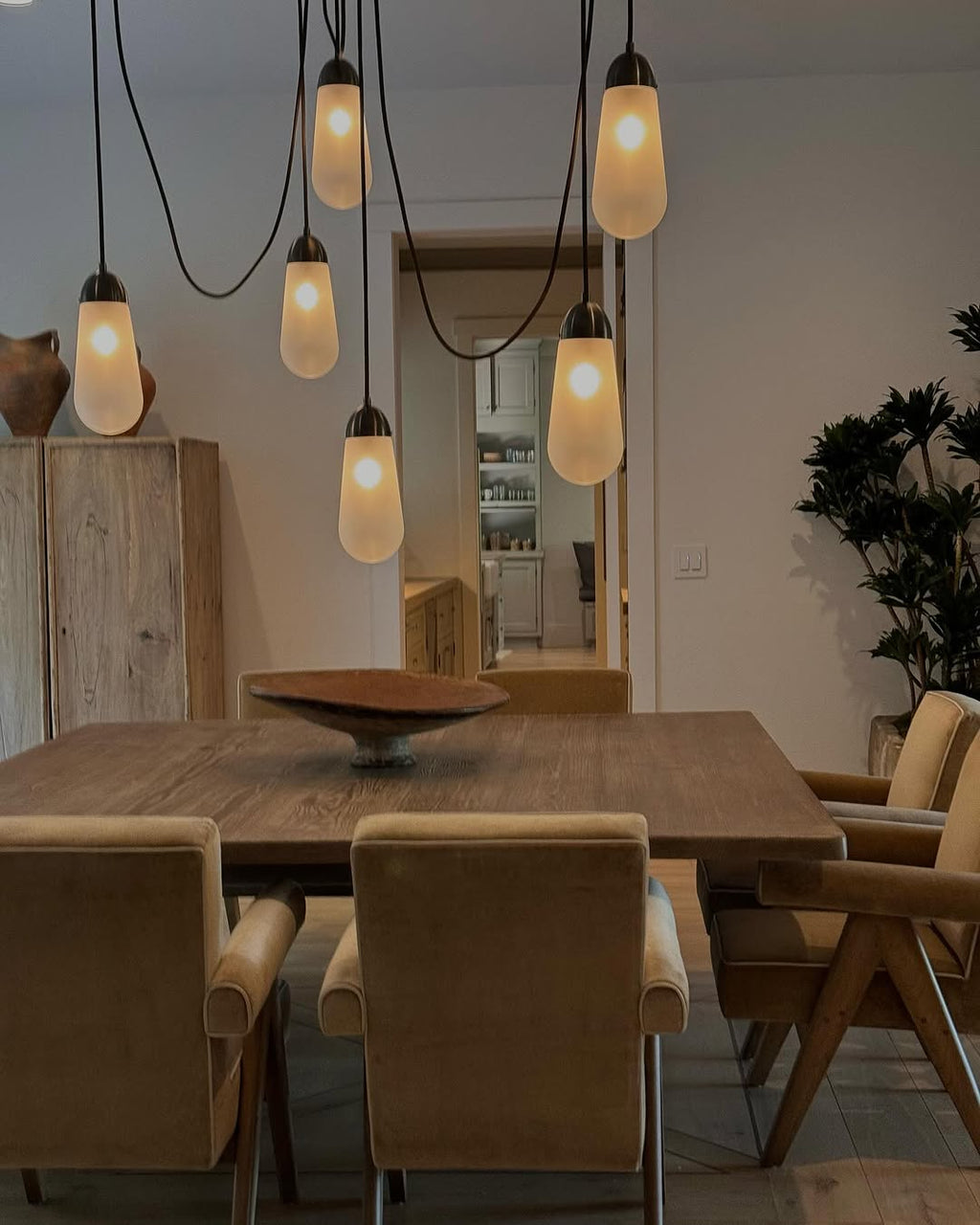Modern Floating Pears-inspired Frosted Glass Chandelier for High-ceiling