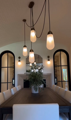 Modern Floating Pears-inspired Frosted Glass Chandelier for High-ceiling