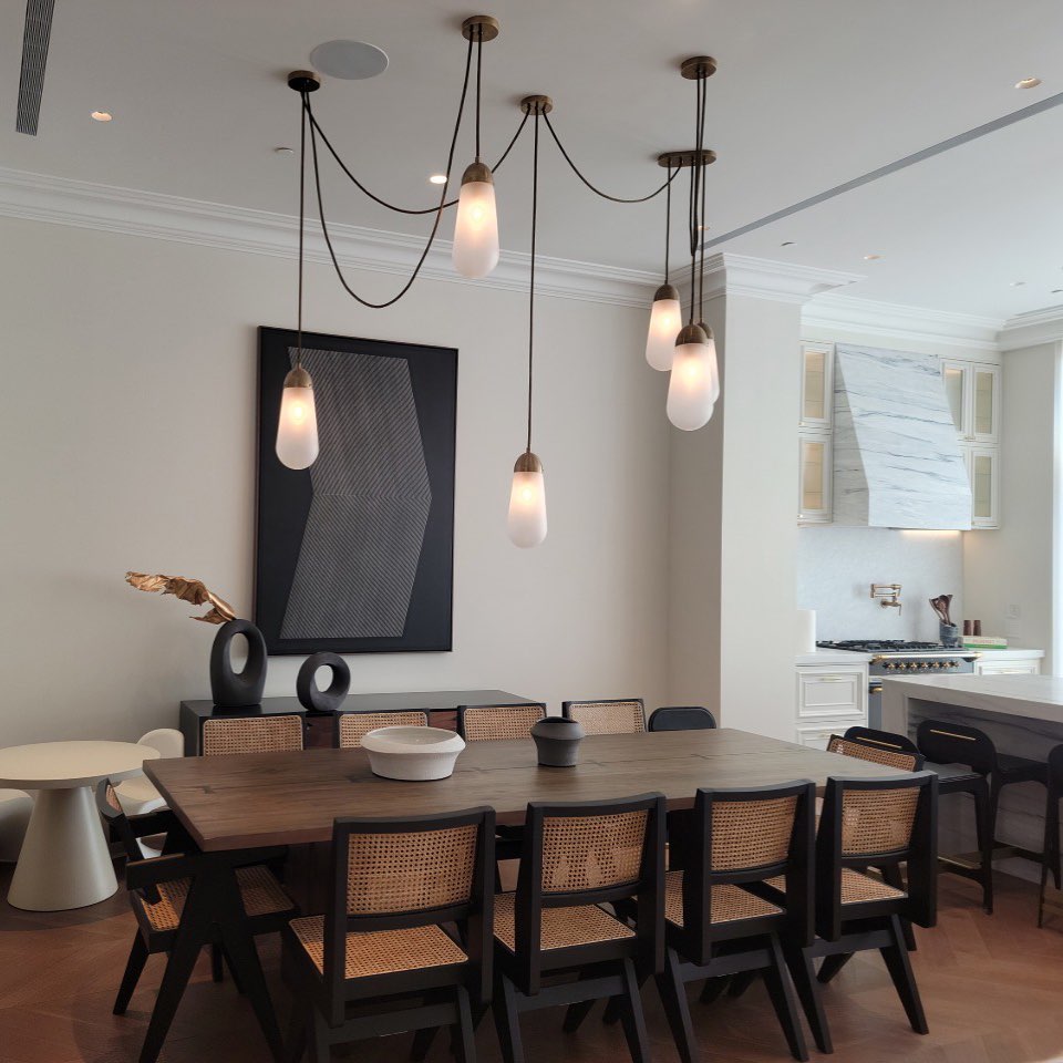Modern Floating Pears-inspired Frosted Glass Chandelier for High-ceiling