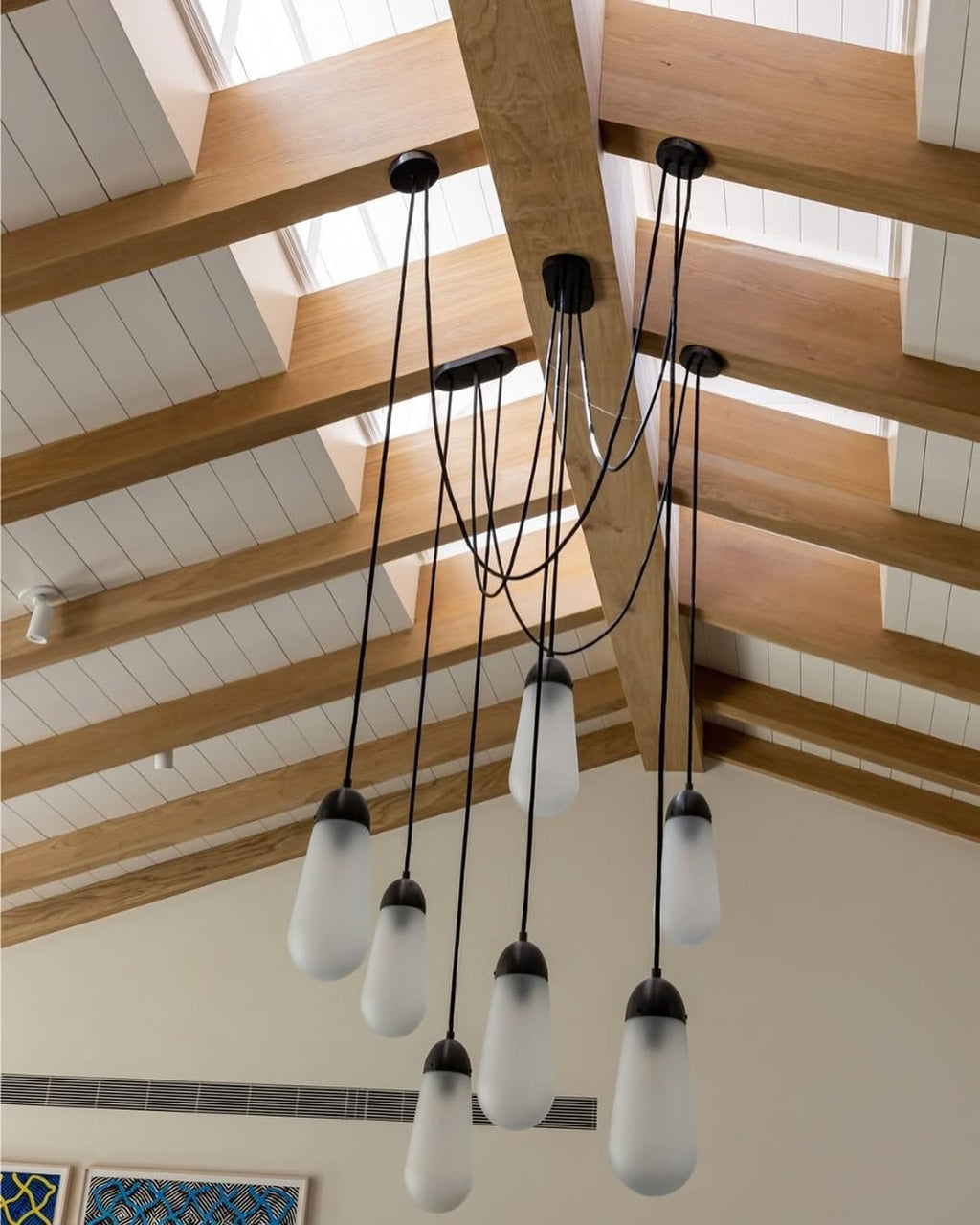 Modern Floating Pears-inspired Frosted Glass Chandelier for High-ceiling