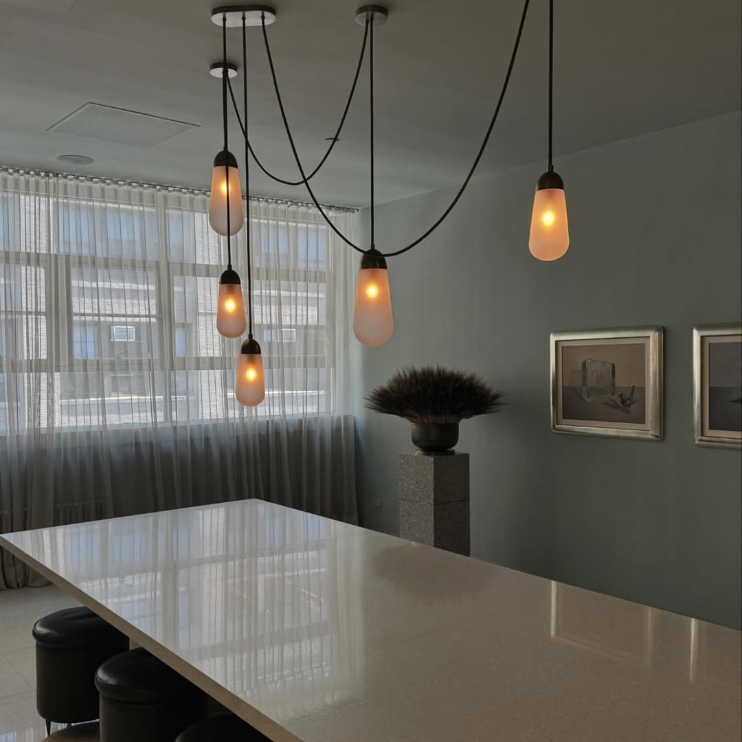 Modern Floating Pears-inspired Frosted Glass Chandelier for High-ceiling