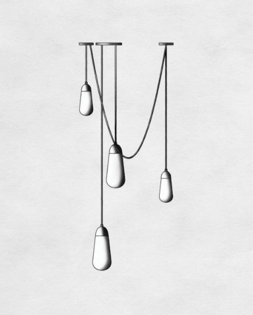 Modern Floating Pears-inspired Frosted Glass Chandelier for High-ceiling