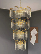Oversized Modern Designer Creative Multi-tiered Luxury Spiral Crystal Chandelier  For High-ceiling Foyer/Entryway/Hallway