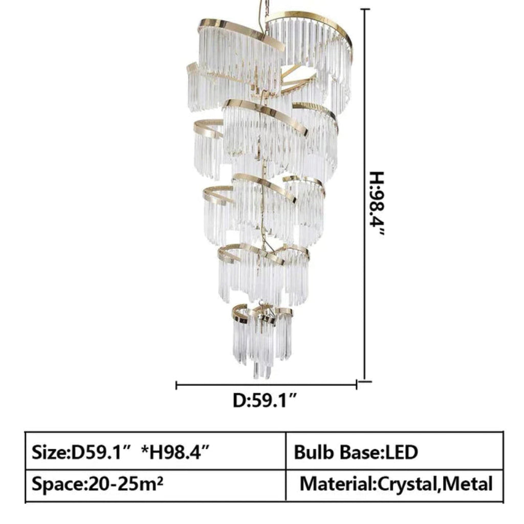 Oversized Modern Designer Creative Multi-tiered Luxury Spiral Crystal Chandelier  For High-ceiling Foyer/Entryway/Hallway