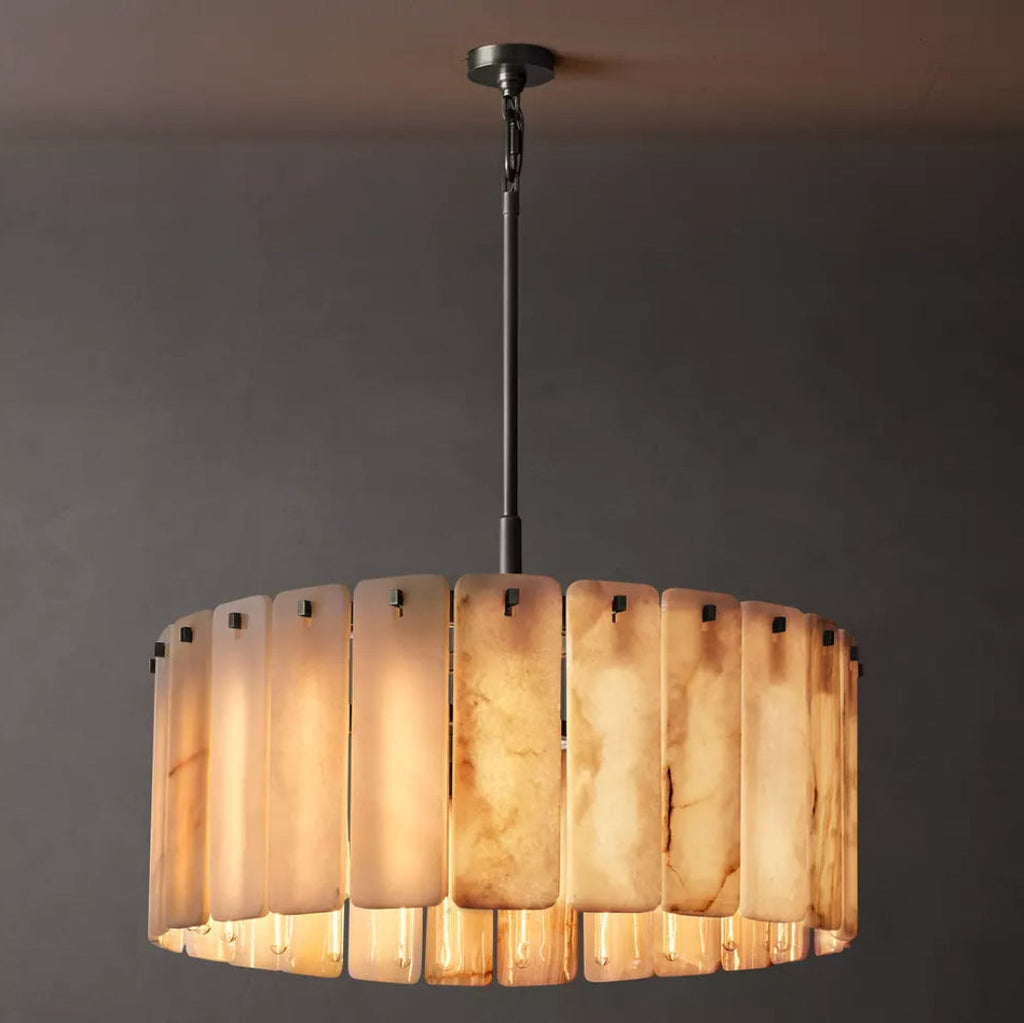 Calamette Alabaster Round Chandelier 36"