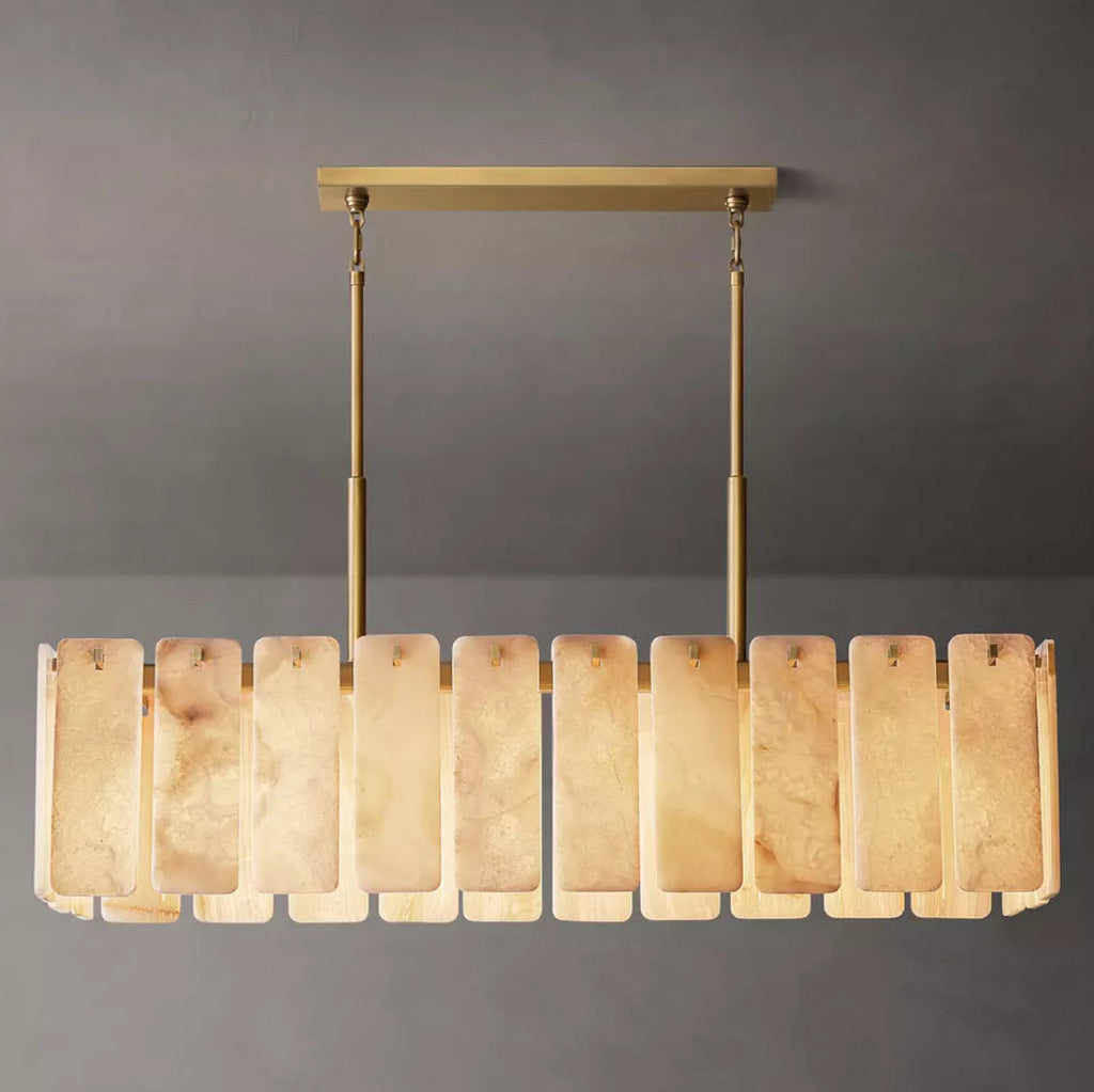 Calamette Alabaster Rectangular Chandelier 60"