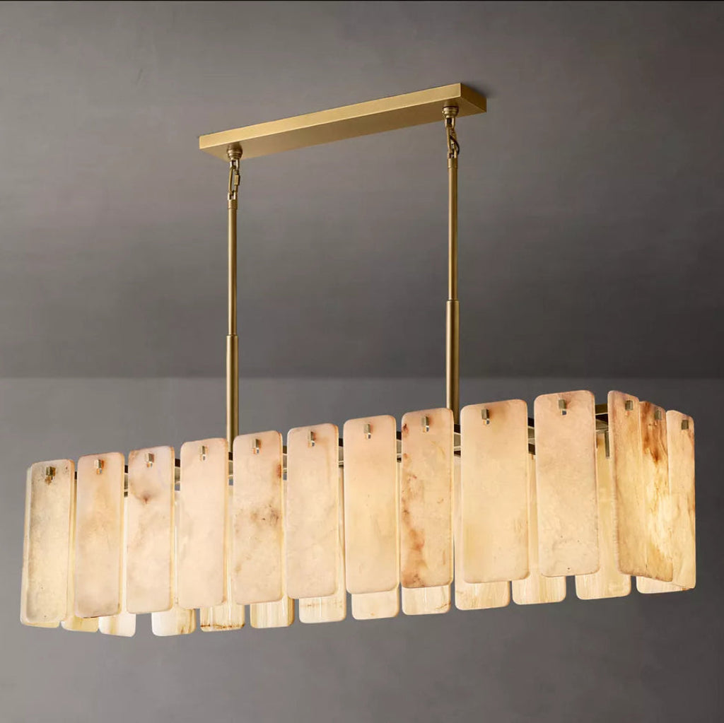 Calamette Alabaster Rectangular Chandelier 60"