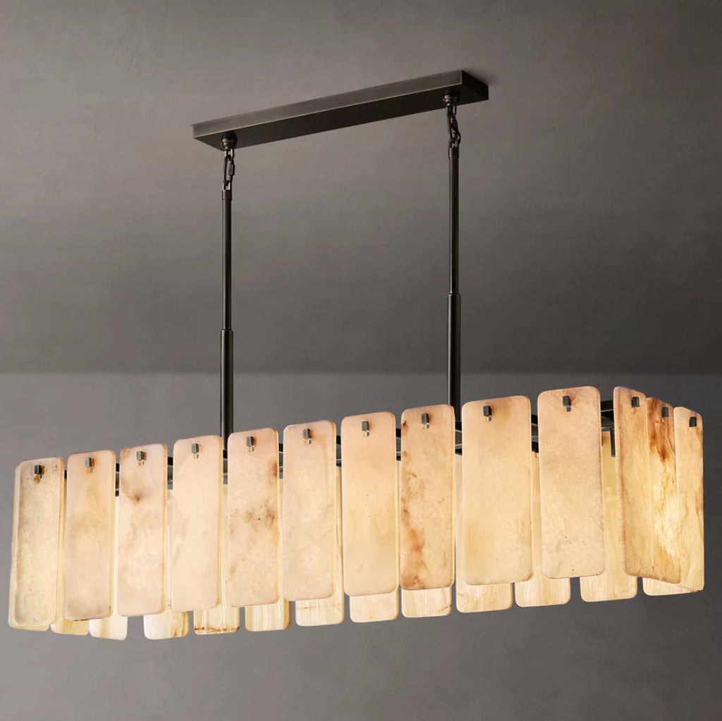 Calamette Alabaster Rectangular Chandelier 60"