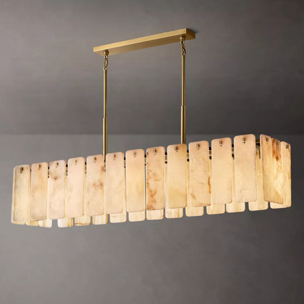 Calamette Alabaster Rectangular Chandelier 72"