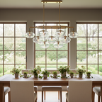 Cabrette Clear/Amber Glass Linear Chandelier 54"