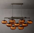 Cabrette Clear/Amber Glass Linear Chandelier 54"