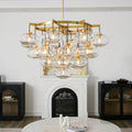 Cabrette Clear/Amber Glass Round Chandelier 48"
