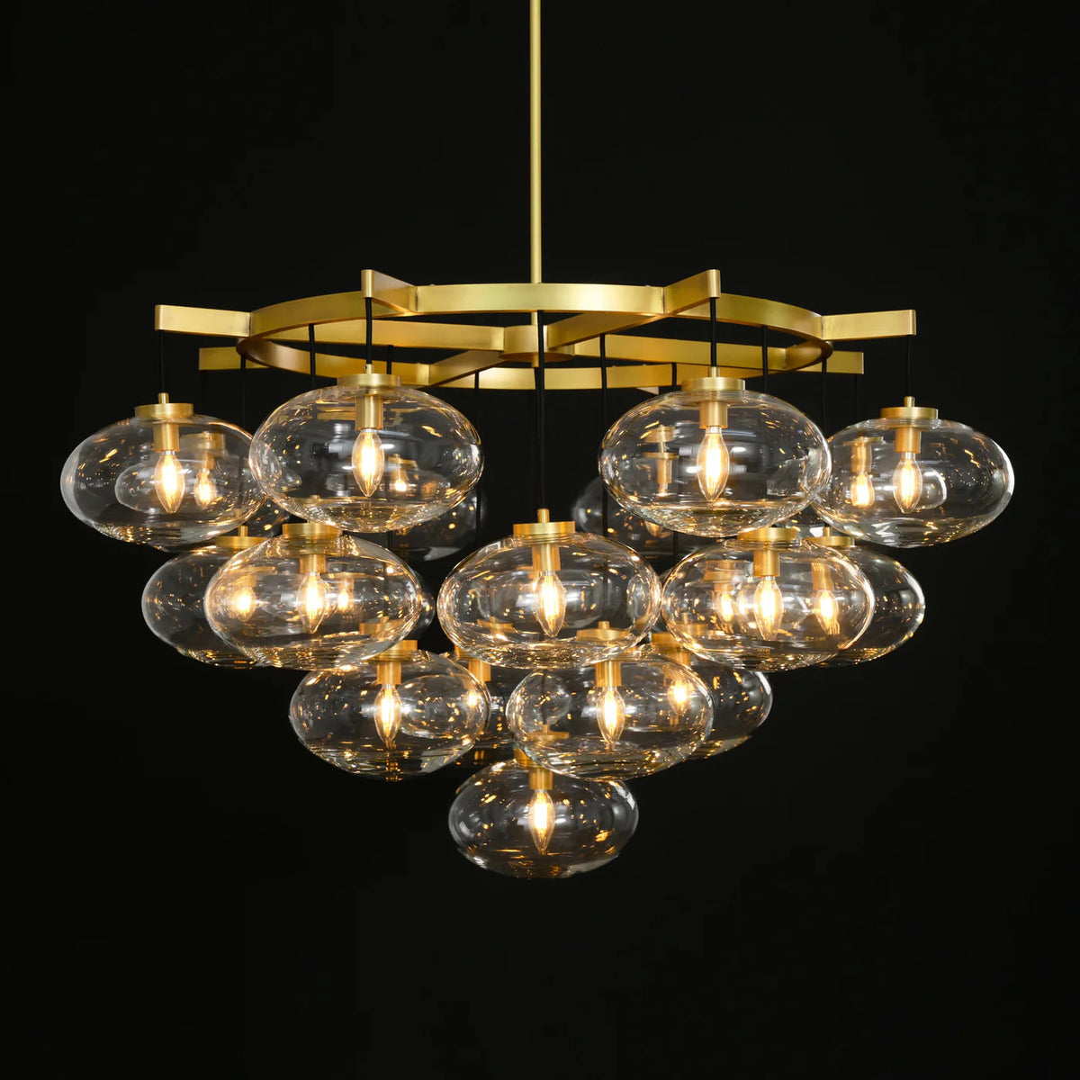 Cabrette Clear/Amber Glass Round Chandelier 48"
