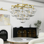 Cabrette Clear/Amber Glass Round Chandelier 48"