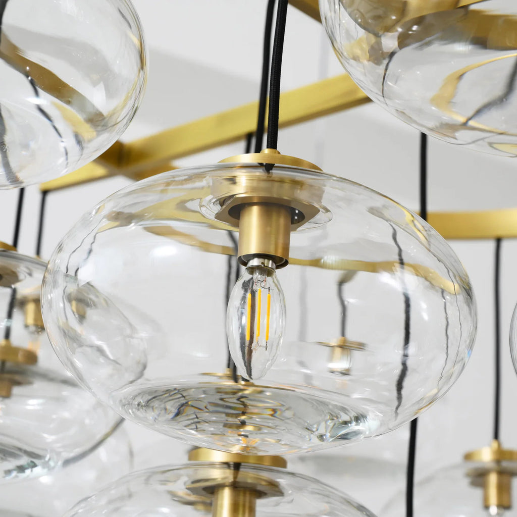 Cabrette Clear/Amber Glass Round Chandelier 48"