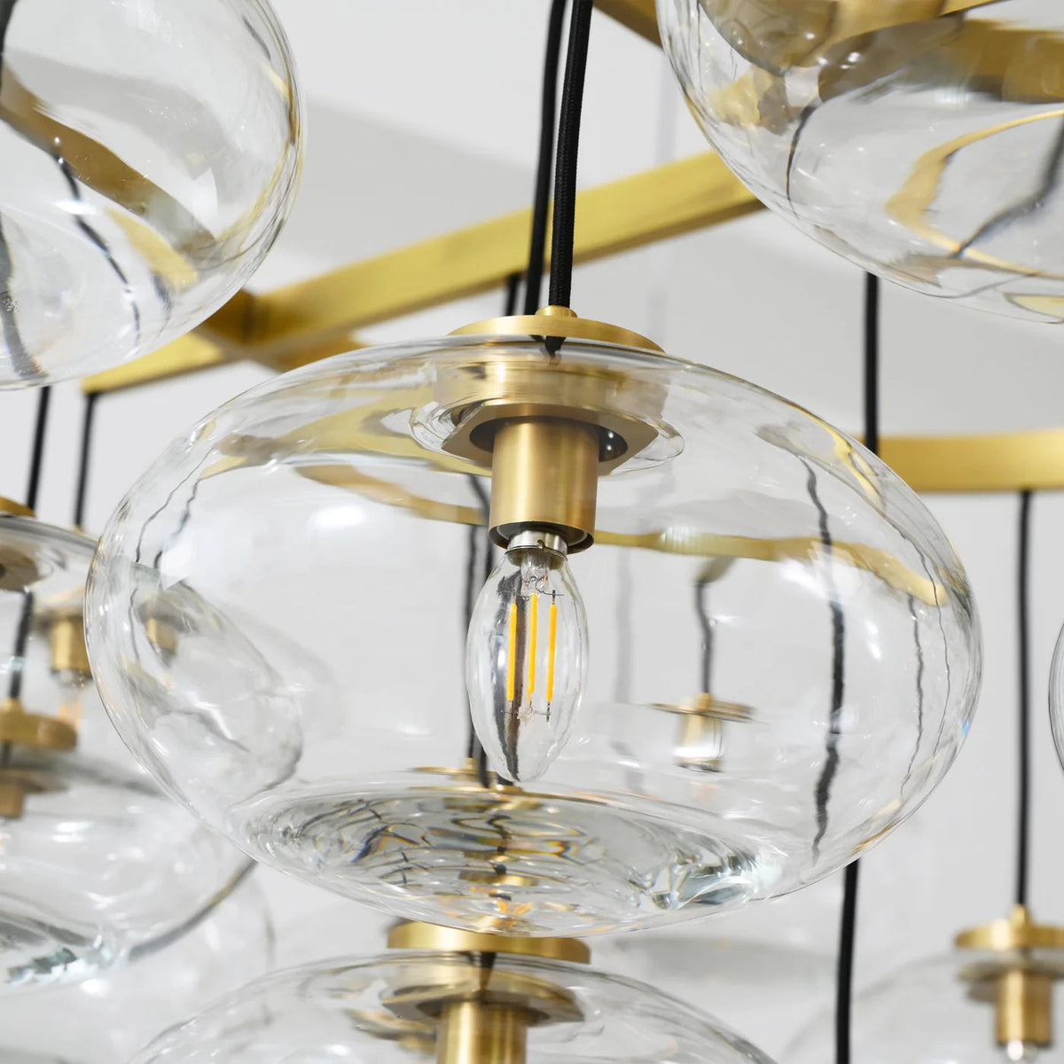 Cabrette Clear/Amber Glass Round Chandelier 48"