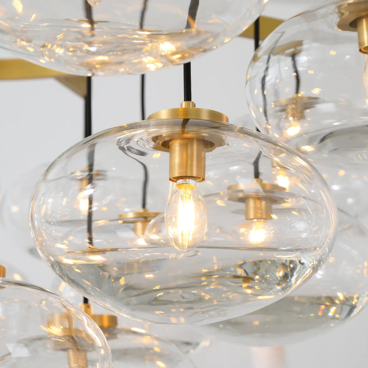 Cabrette Clear/Amber Glass Round Chandelier 48"