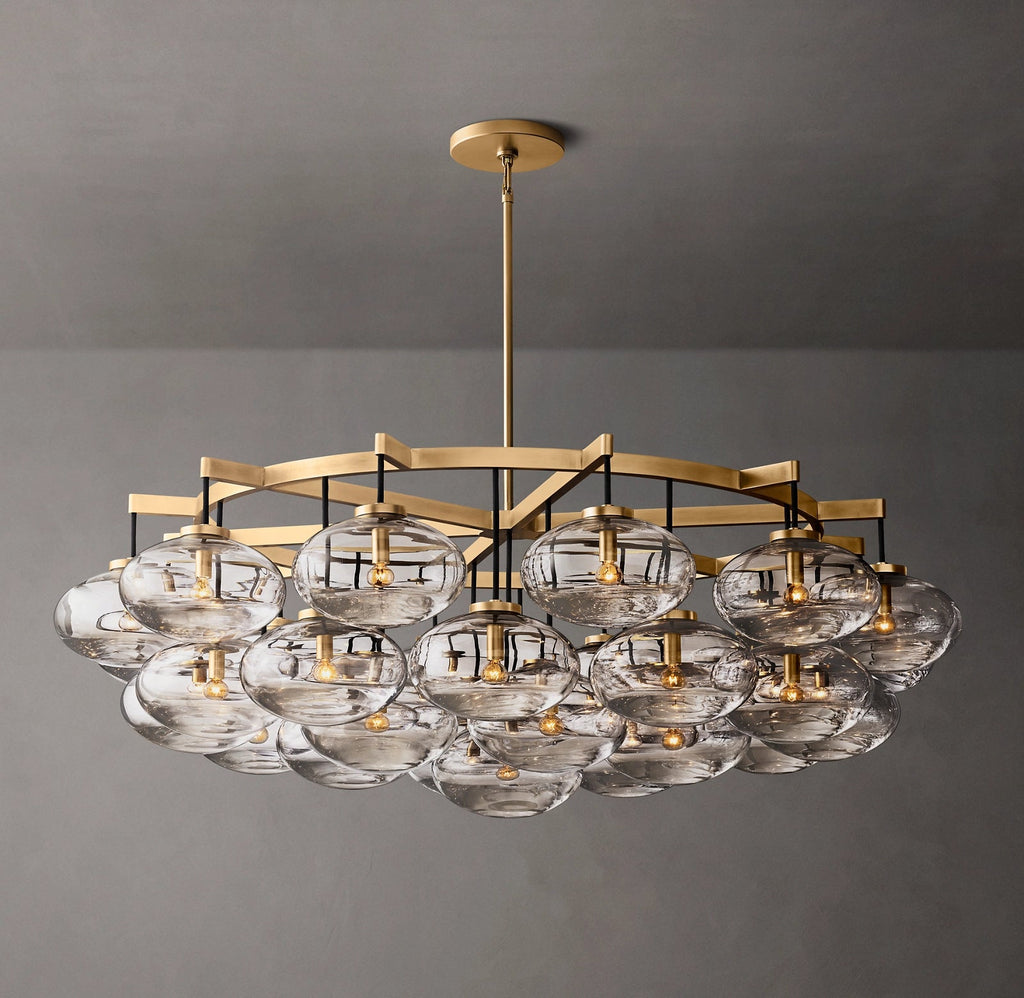 Cabrette Clear/Amber Glass Round Chandelier 60"