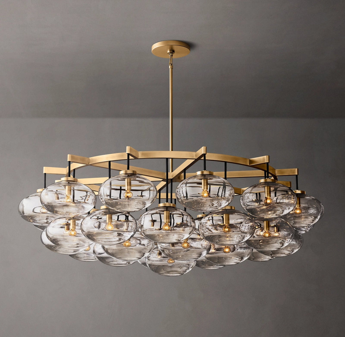 Cabrette Clear/Amber Glass Round Chandelier 60"