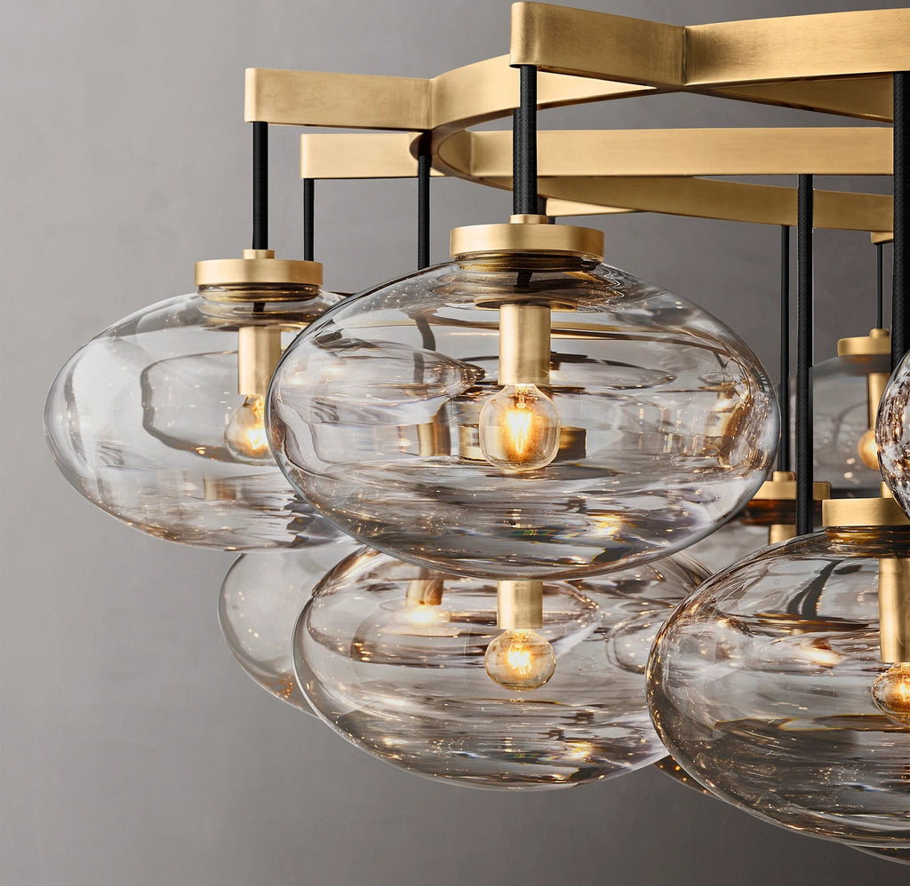 Cabrette Clear/Amber Glass Round Chandelier 60"